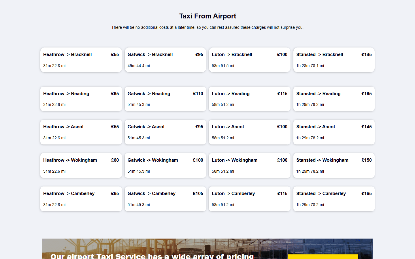 Fixed-price airport routes on 247 Airport Ride