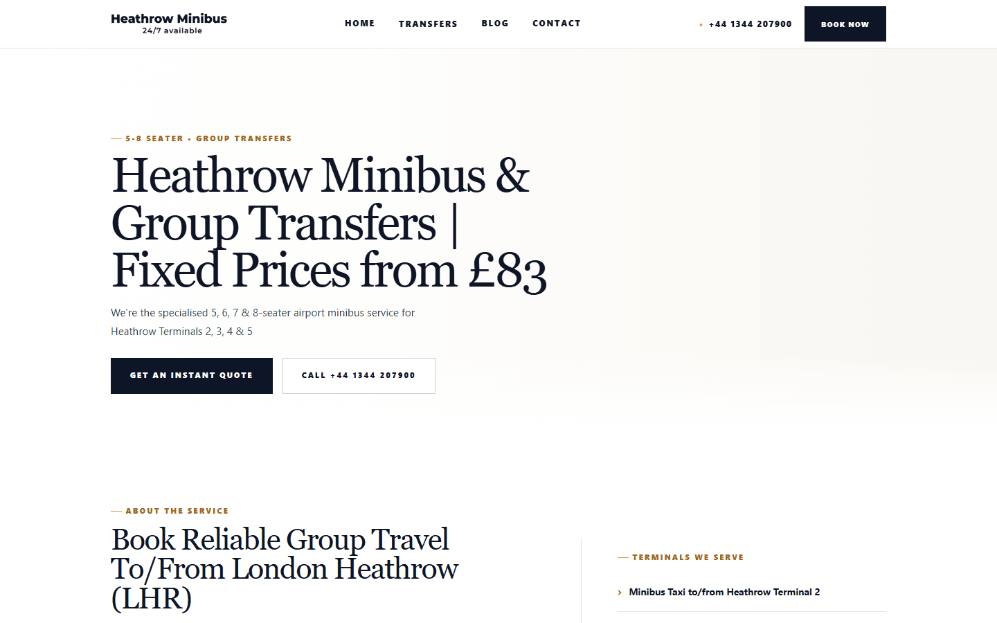 Homepage of Heathrow Minibus